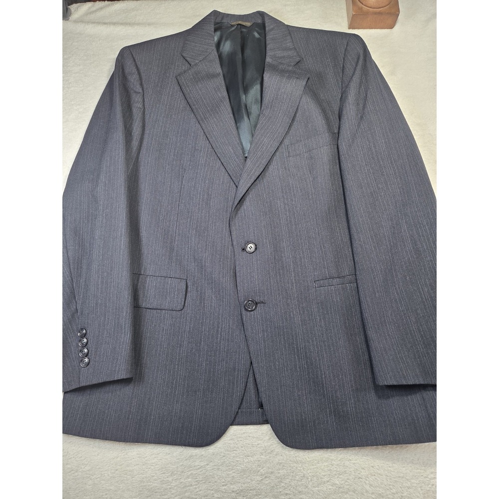 Vintage Hunter Haig Year Rounder Blazer 46R Navy Pinstripe Union Made USA Lazaru